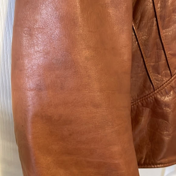 Vintage Neto cognac rust brown tan leather jacket biker boxy - Picture 5 of 12